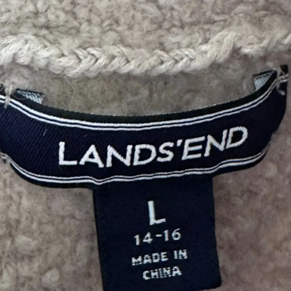 Lands’ End Bouclé Cowl Neck Sweater – Size L – Soft Oatmeal